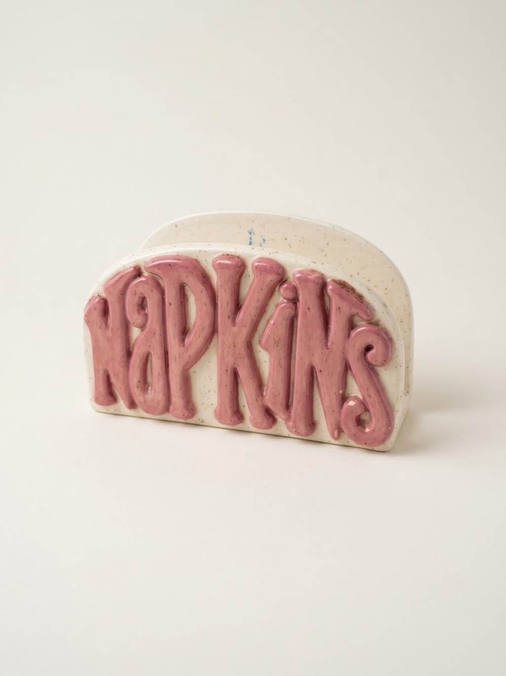 Pink 'NAPKINS' Ceramic Napkin Holder